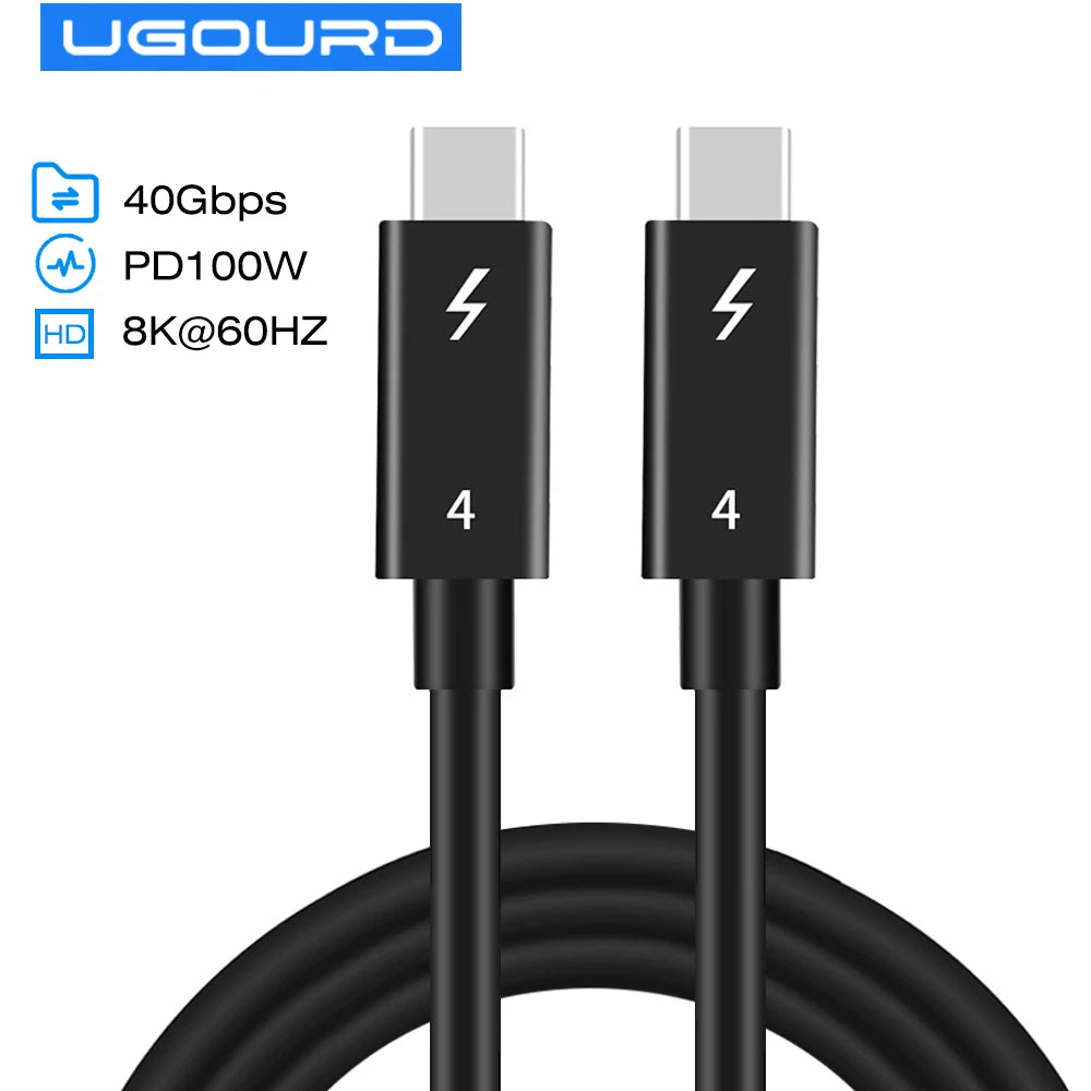UGOURD Thunderbolt 4 USB4 Type-C Cable - 40Gbps 100W Fast Charging