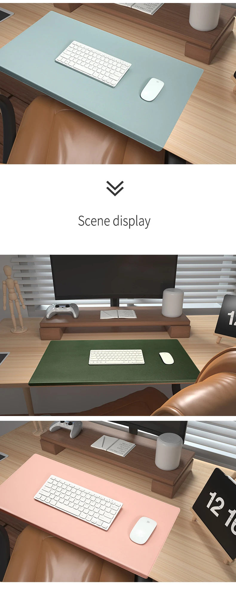 Folding Wrist & Elbow Guard PU Leather Desk Mat Mouse Pad