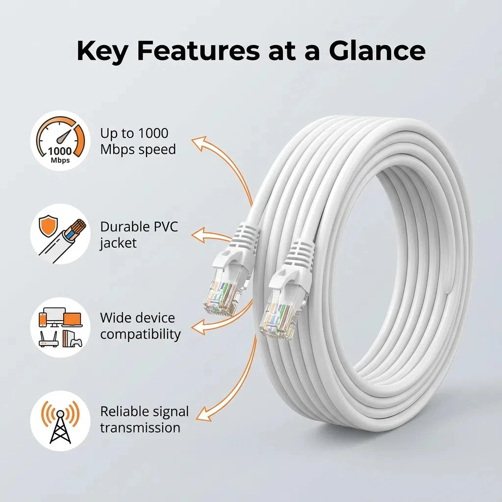 Cat6 High-Speed 1000Mbps RJ45 UTP Ethernet LAN Network Cable