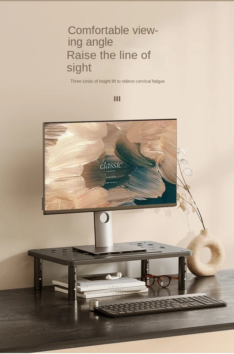 Adjustable Monitor Riser Stand with Storage Organizer Shelf