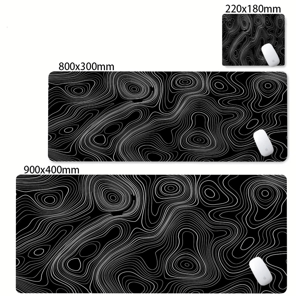 Abstract Black & White Strata Liquid XXL Extended Gaming Desk Mat