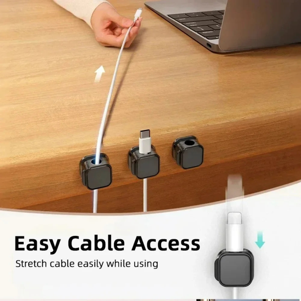 Magnetic Under-Desk Cable Clips & Cord Organizer Keepers