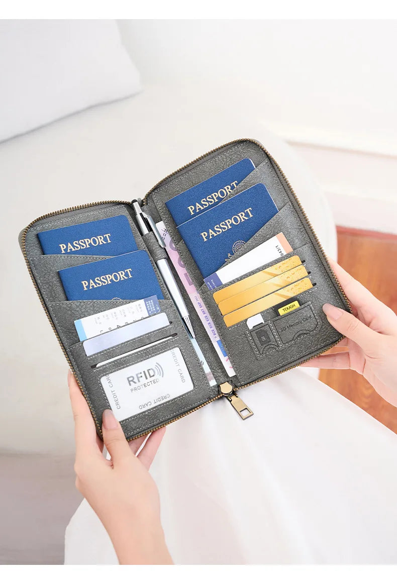 Multi-Functional RFID Blocking Passport & Travel Document Organizer Wallet
