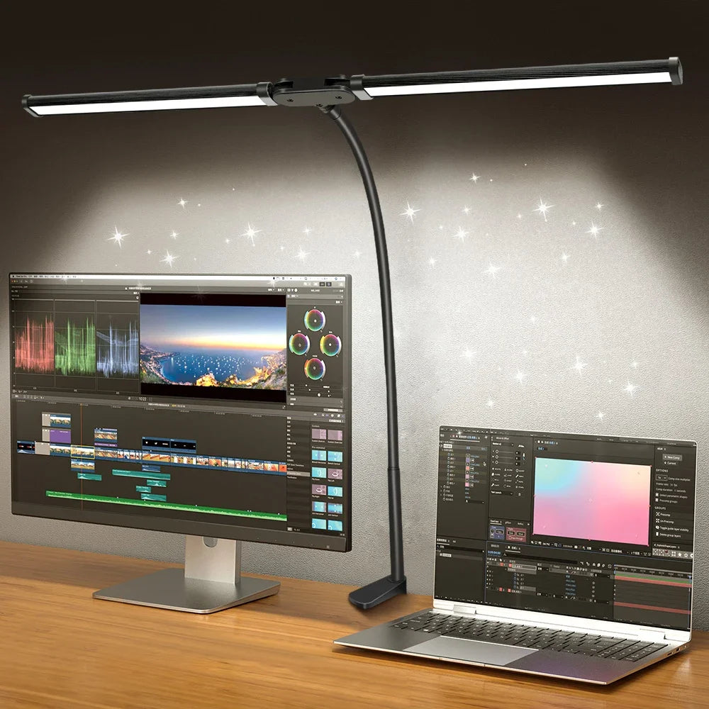 Double-Head LED Monitor Desk Lamp - Dimmable Eye Care Light Bar