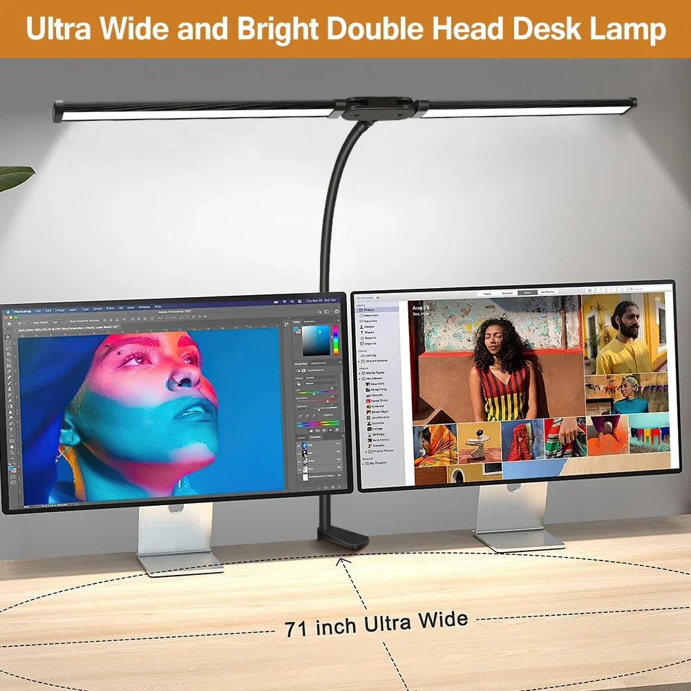 Double-Head LED Monitor Desk Lamp - Dimmable Eye Care Light Bar