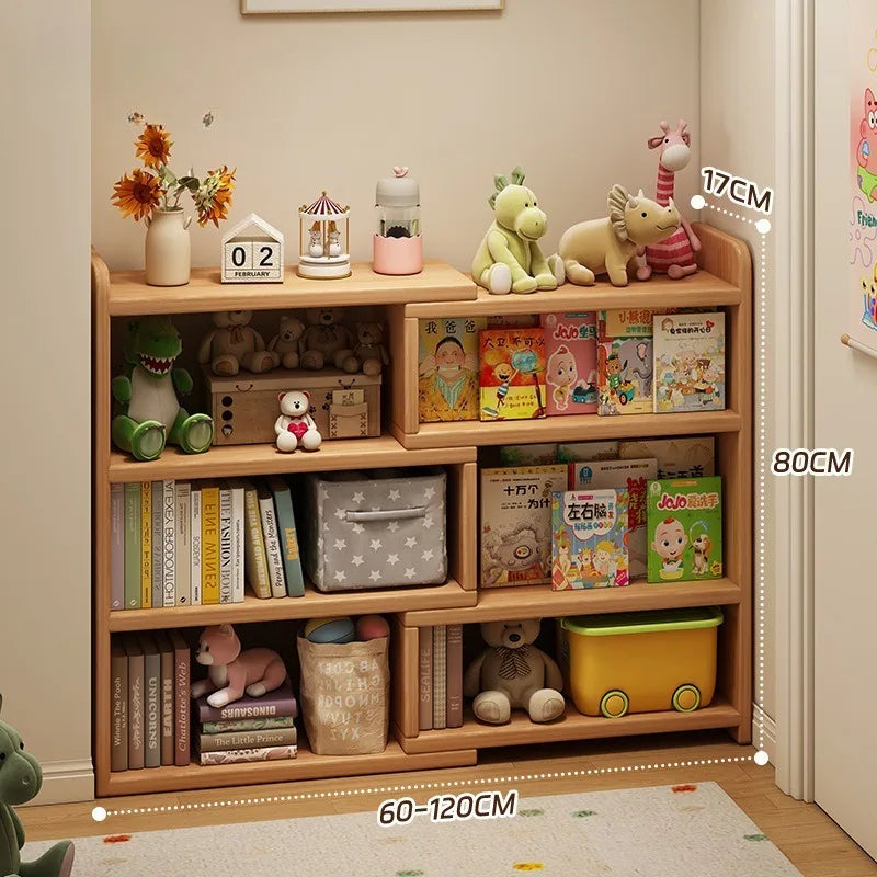 Retractable Corner Wooden Bookshelf & Desktop Storage Rack