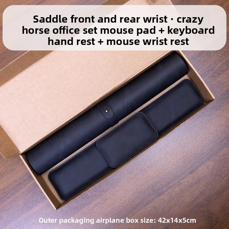 Waterproof PU Leather Desk Mat & Wrist Support Cushion Set