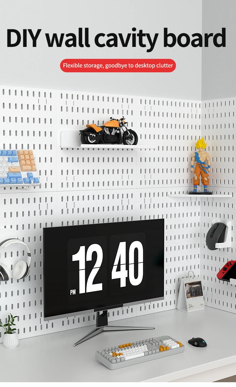 Modular Gaming Room Wall Pegboard Organizer for Controllers & Keyboards
