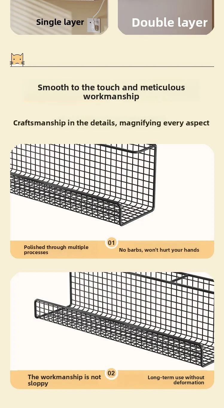 Under-Desk Steel Cable Management Tray - Punch-Free Wire Storage