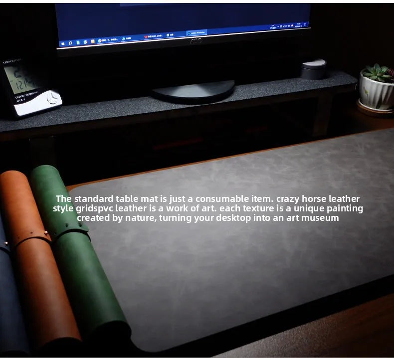 Waterproof PU Leather Desk Mat & Wrist Support Cushion Set