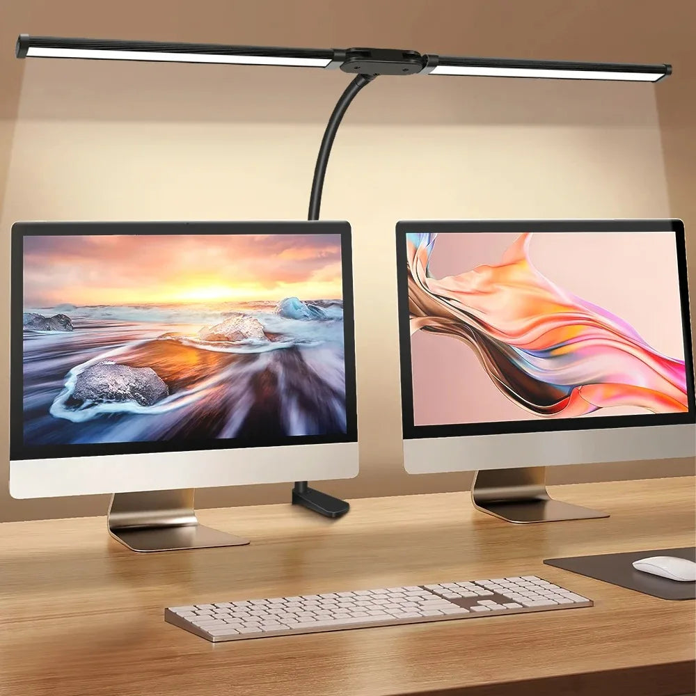 Double-Head LED Monitor Desk Lamp - Dimmable Eye Care Light Bar