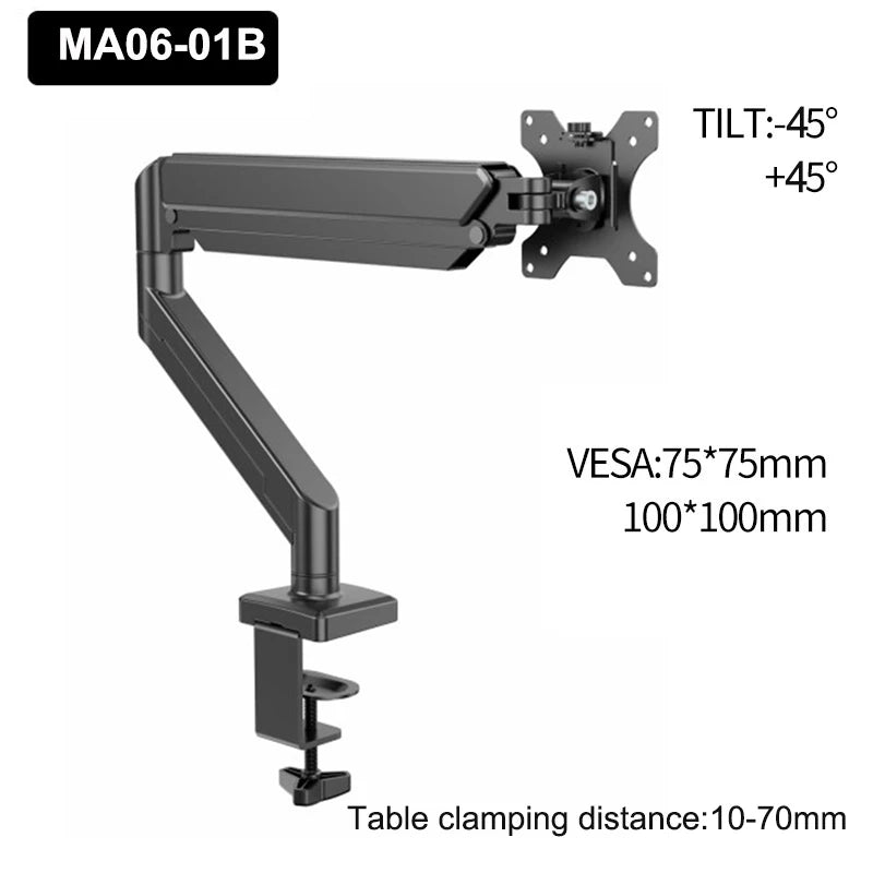 Adjustable Single Monitor Arm Desk Mount Stand - Fits 14" to 32"