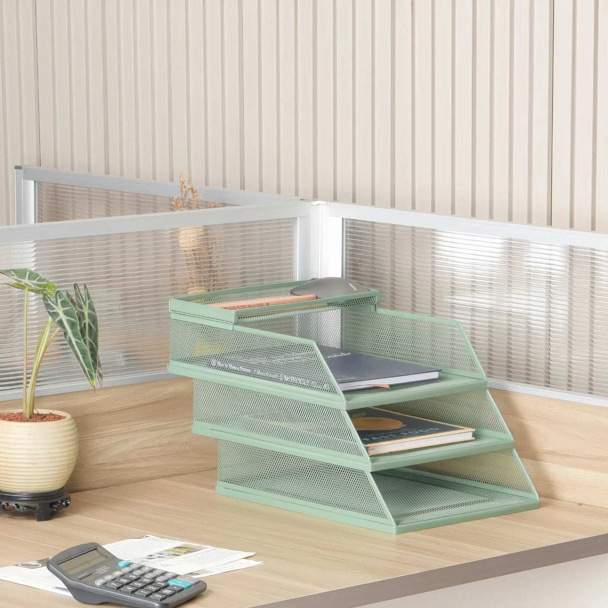 Wrought Iron Multi-Layer Stacked File Tray Desktop Storage Rack