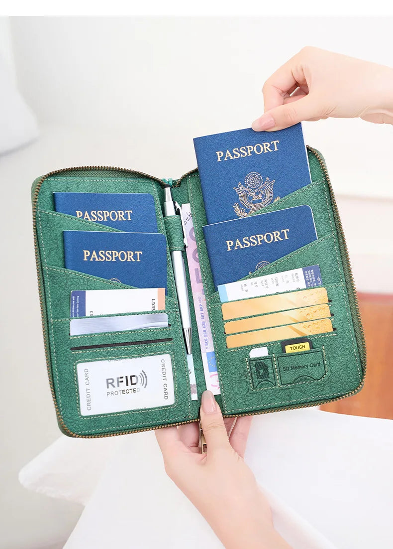 Multi-Functional RFID Blocking Passport & Travel Document Organizer Wallet
