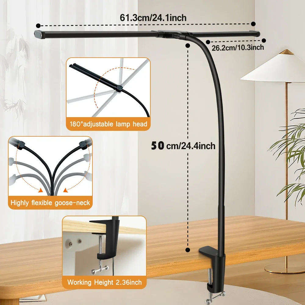 Double-Head LED Monitor Desk Lamp - Dimmable Eye Care Light Bar
