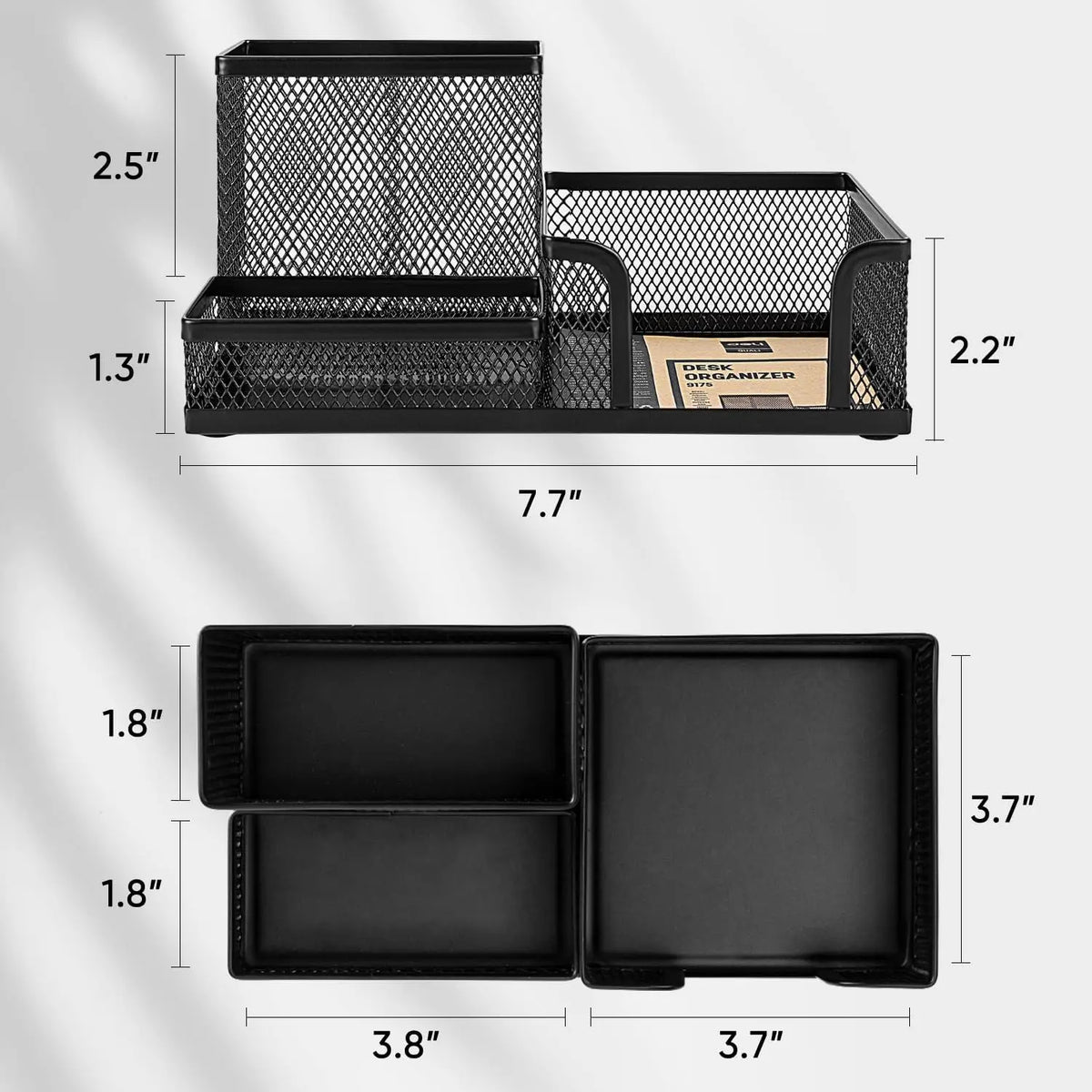 Mesh Desk Organizer Caddy - 3 Compartments Metal Pencil Holder