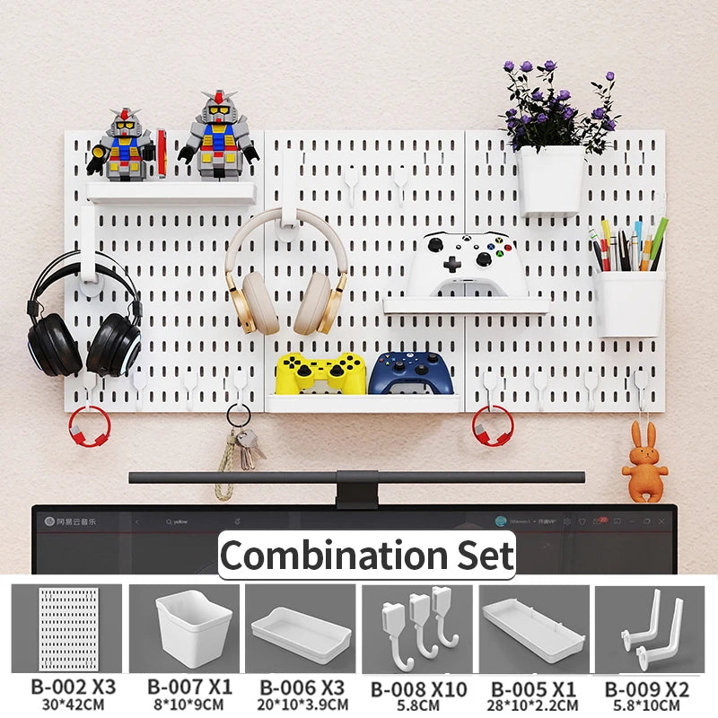 Modular Gaming Room Wall Pegboard Organizer for Controllers & Keyboards