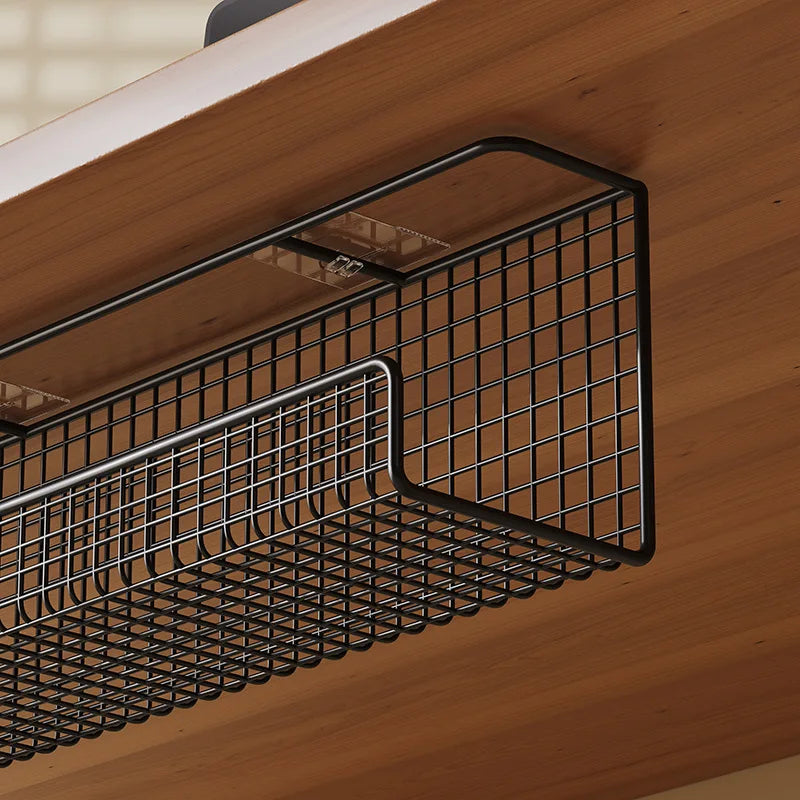 Under-Desk Steel Cable Management Tray - Punch-Free Wire Storage