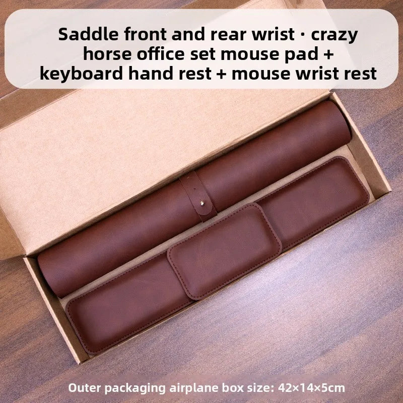 Waterproof PU Leather Desk Mat & Wrist Support Cushion Set