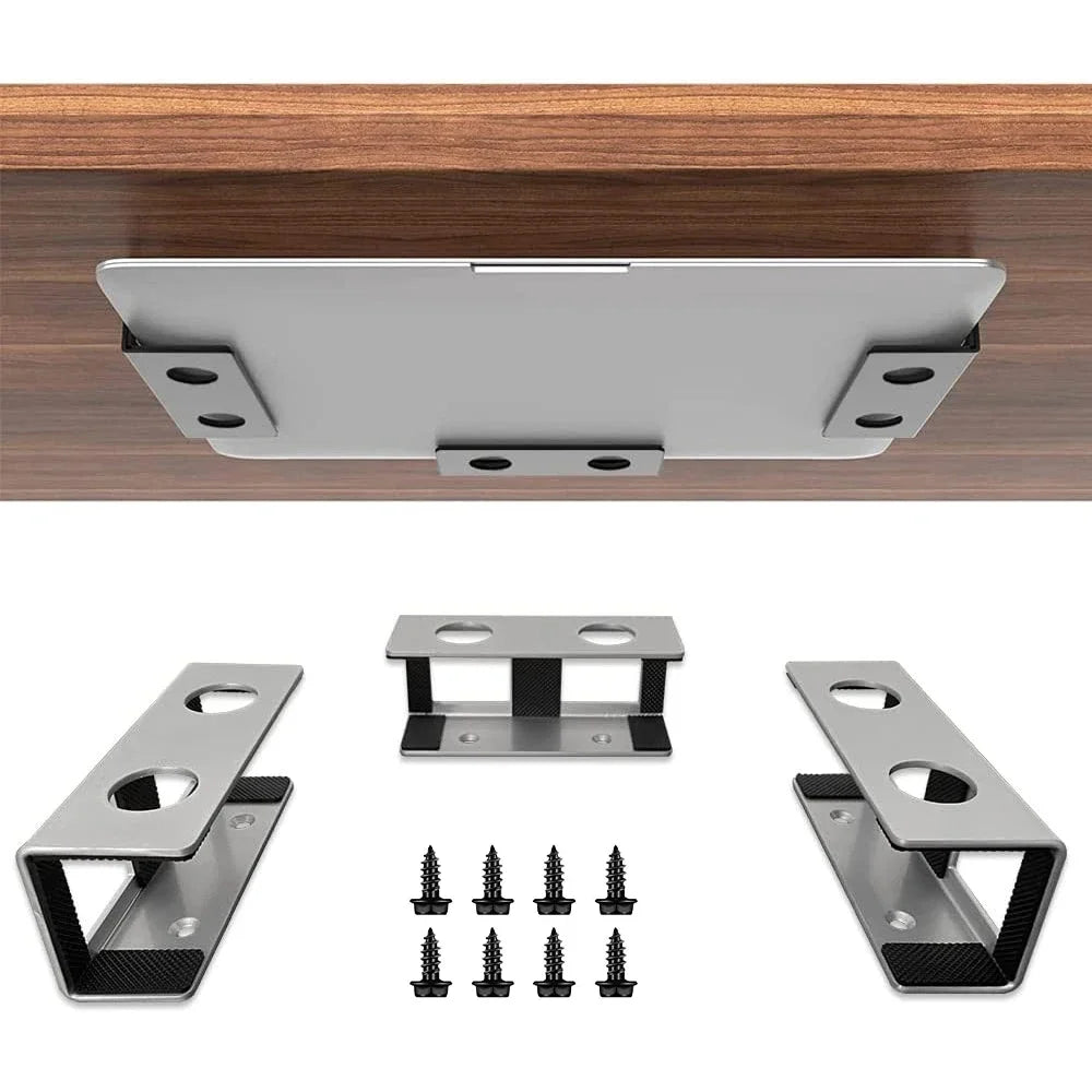 Under-Desk Metal Laptop & Mac Mini Mount Shelf Bracket