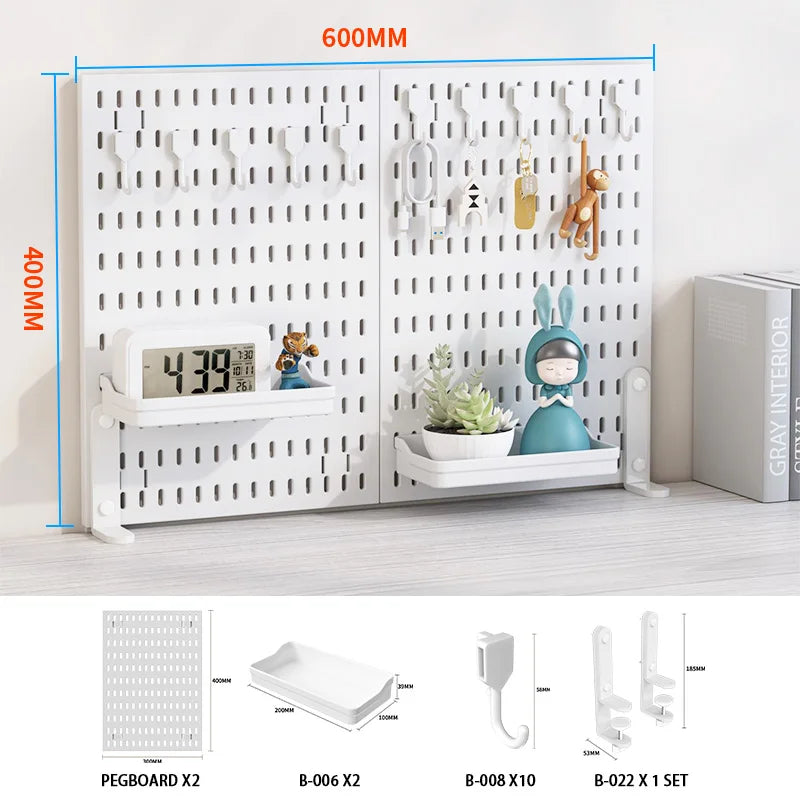 Ultimate Modular Plastic Pegboard System with Hooks Bins Shelves