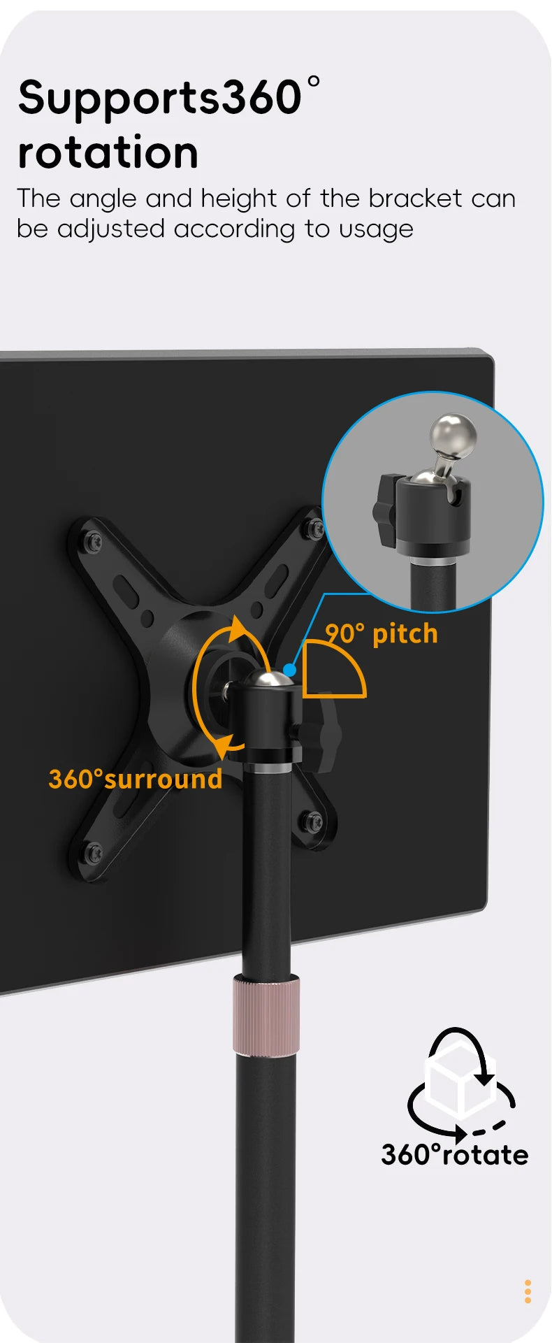 KEEPRO Height Adjustable Portable Monitor & Tablet Stand - VESA Support