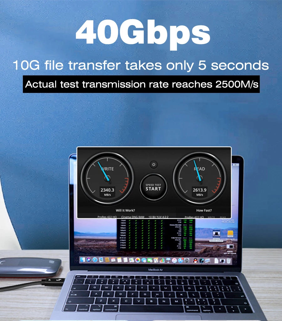 UGOURD Thunderbolt 4 USB4 Type-C Cable - 40Gbps 100W Fast Charging