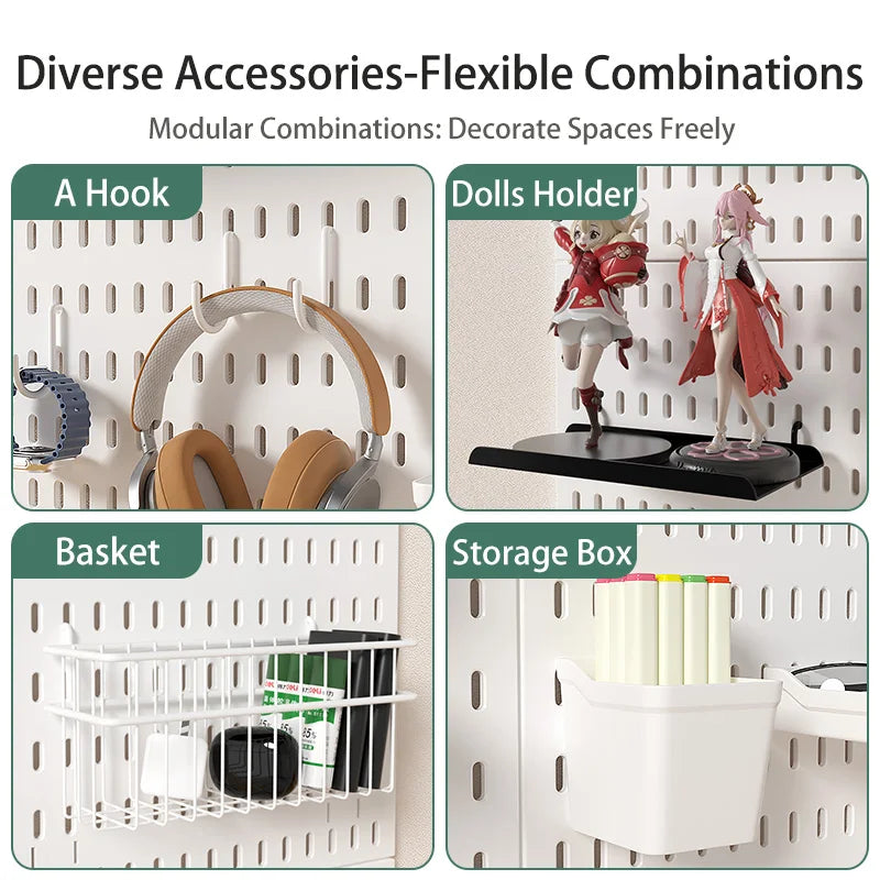 Ultimate Modular Plastic Pegboard System with Hooks Bins Shelves