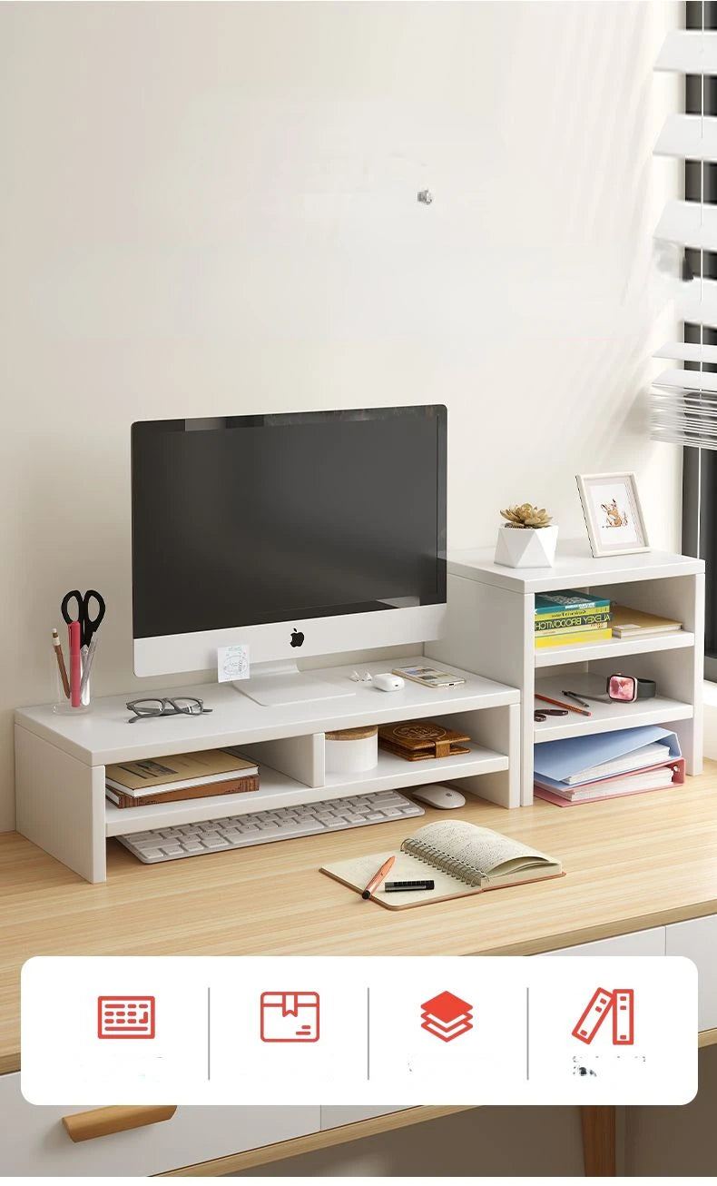 Ergonomic Monitor Riser Stand with Keyboard Storage Tray