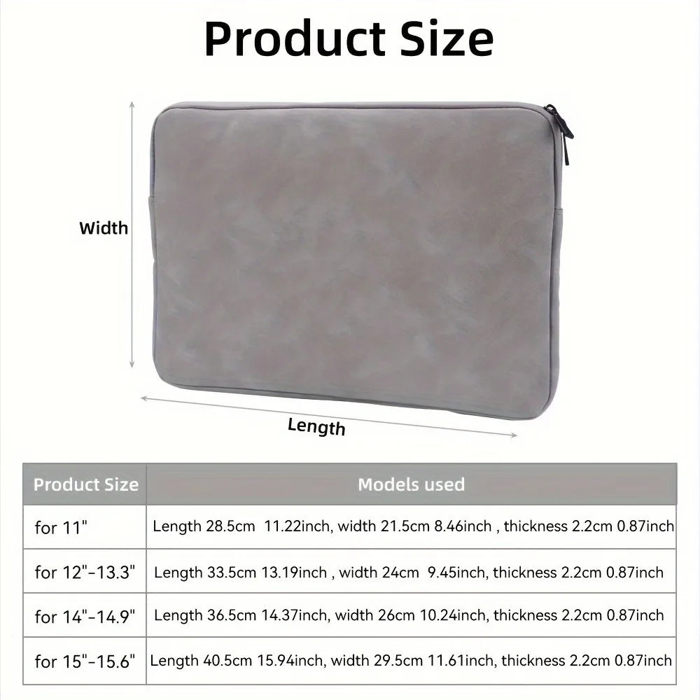 Premium PU Leather Laptop Sleeve Case Bag - Fits 11" to 15"