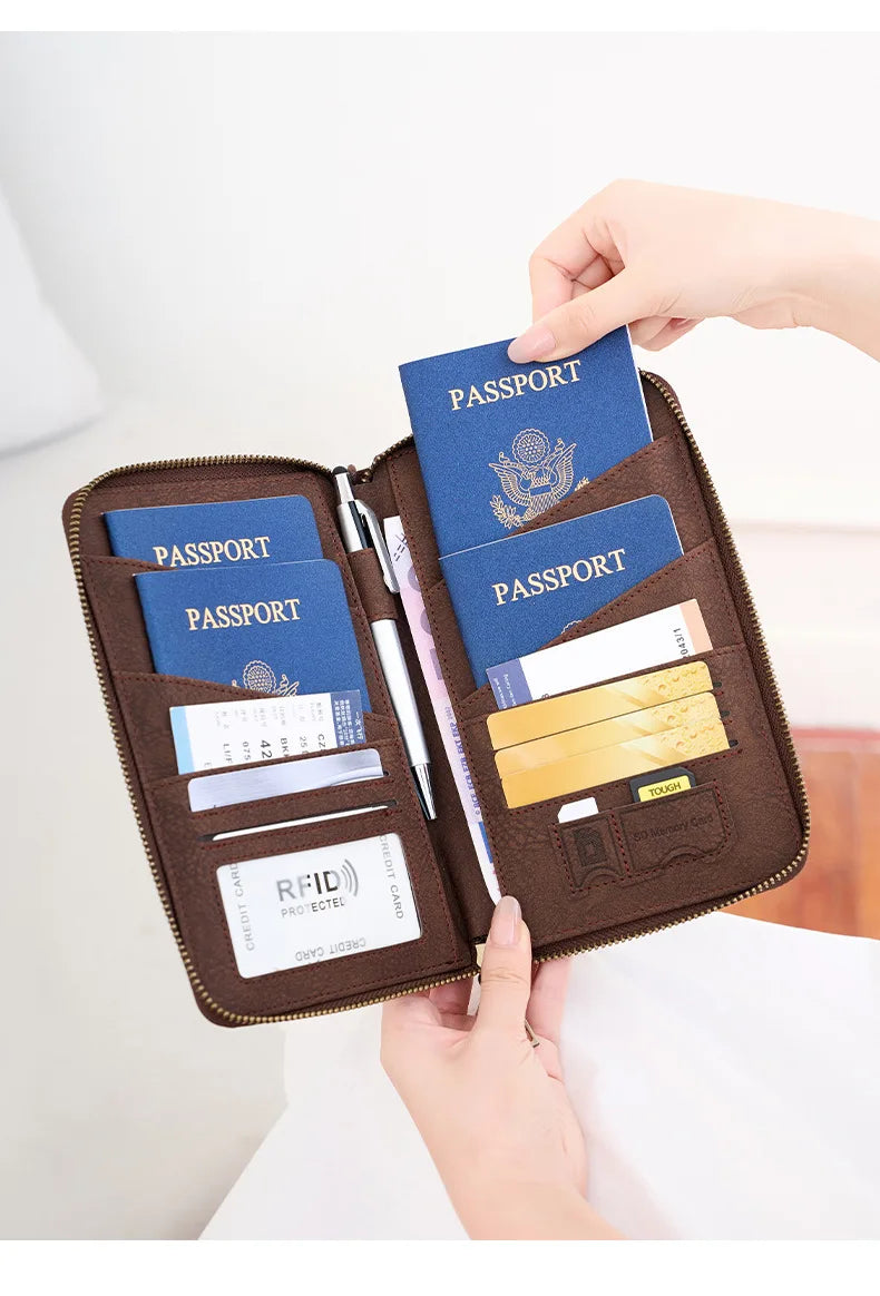Multi-Functional RFID Blocking Passport & Travel Document Organizer Wallet