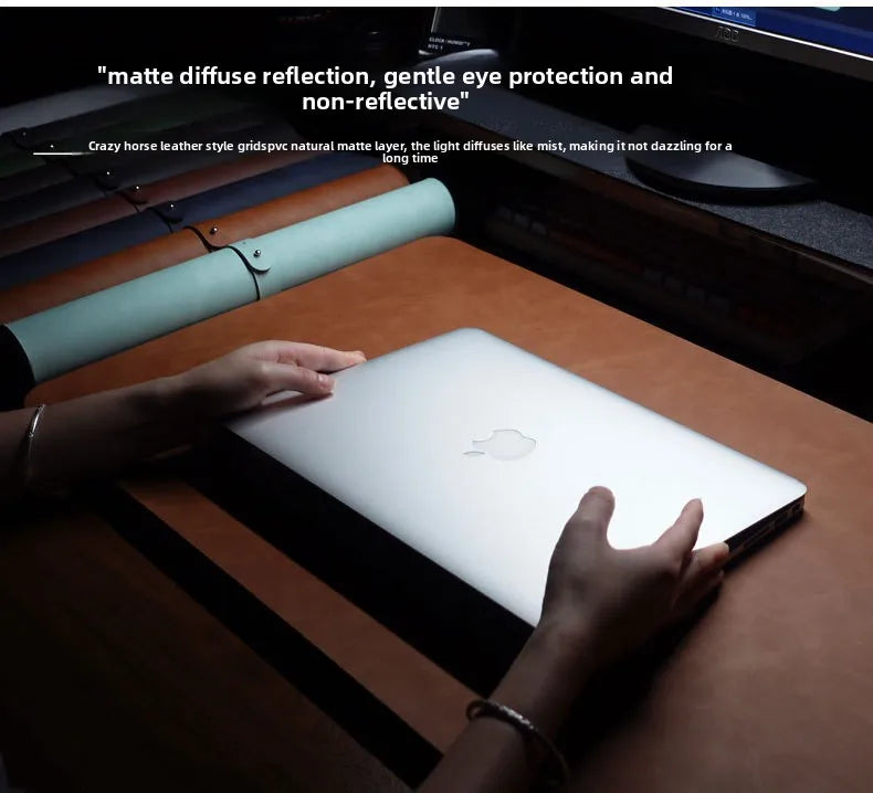 Waterproof PU Leather Desk Mat & Wrist Support Cushion Set