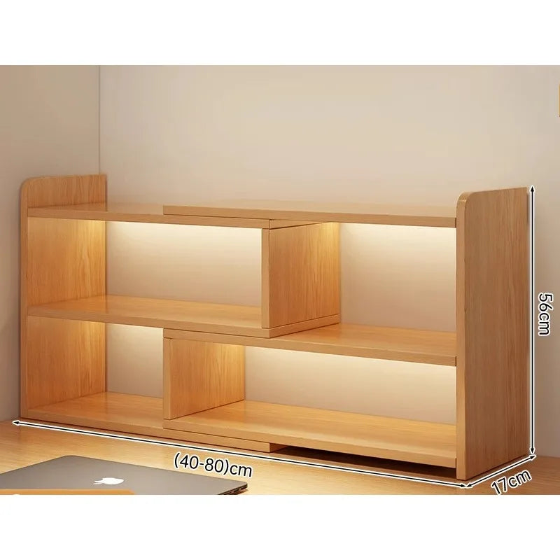 Retractable Corner Wooden Bookshelf & Desktop Storage Rack