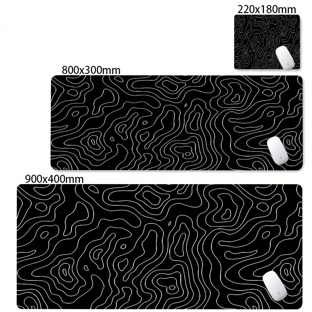 Abstract Black & White Strata Liquid XXL Extended Gaming Desk Mat