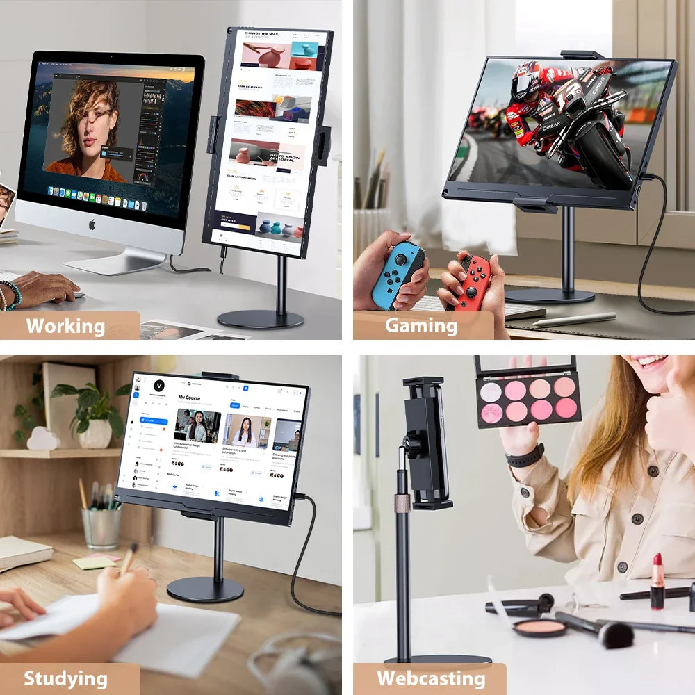 Height-Adjustable Portable Monitor & Tablet Bracket Stand