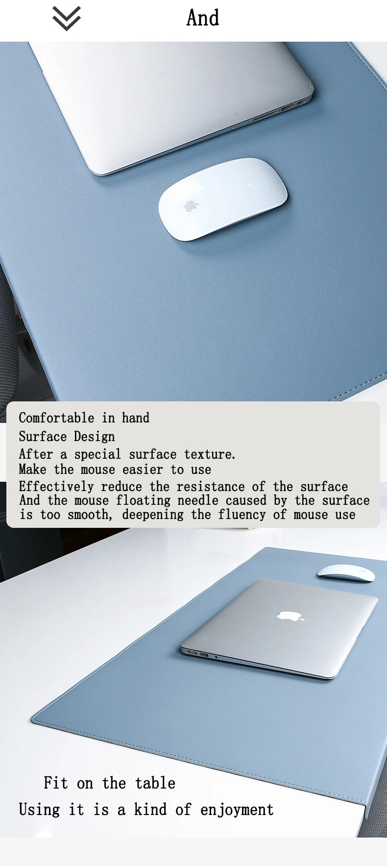 Folding Wrist & Elbow Guard PU Leather Desk Mat Mouse Pad