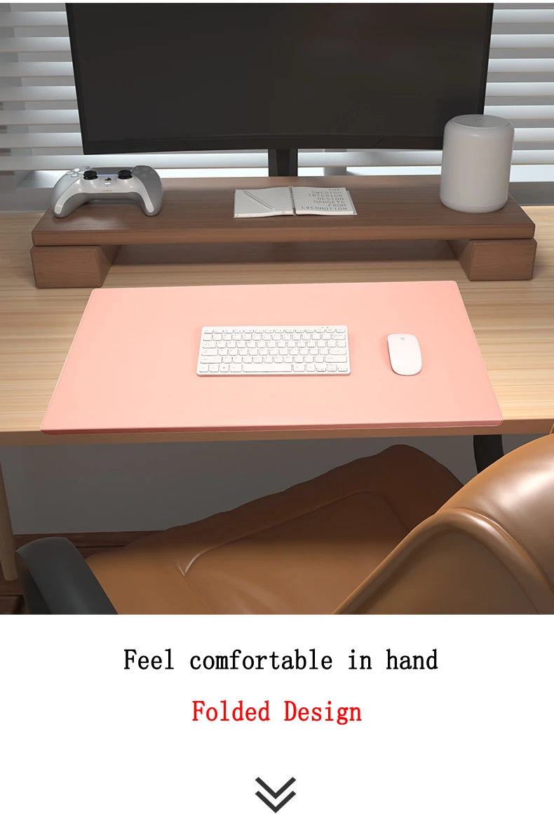 Folding Wrist & Elbow Guard PU Leather Desk Mat Mouse Pad