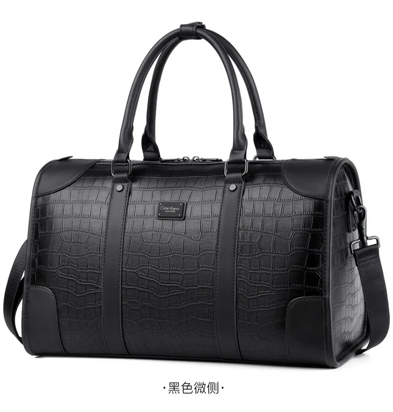 Men's Alligator-Embossed PU Leather Business Duffle Bag