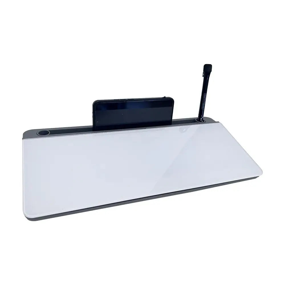 Tempered Glass Desk Whiteboard with Storage Drawer & Memo Board