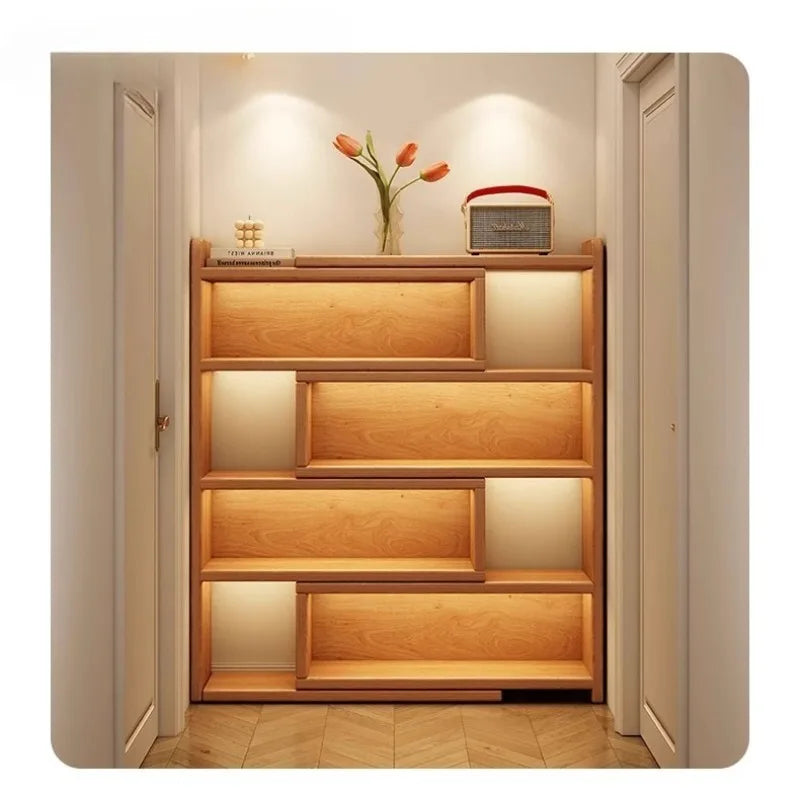 Retractable Corner Wooden Bookshelf & Desktop Storage Rack