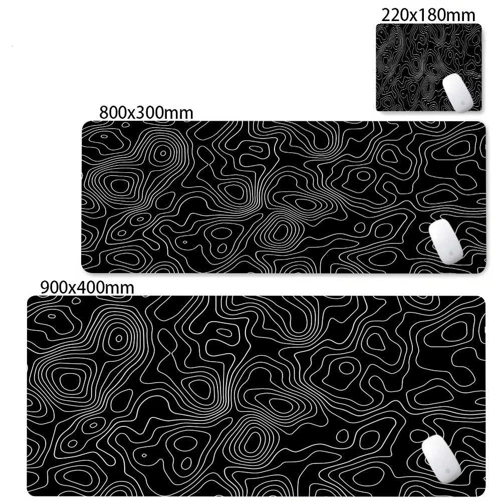 Abstract Black & White Strata Liquid XXL Extended Gaming Desk Mat