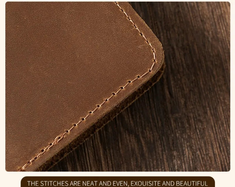 Crazy Horse Leather Key Wallet – Vintage Key Organizer with Card Slots & Snap Closure