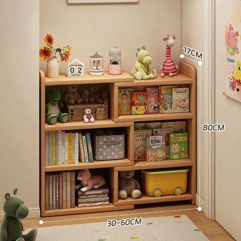 Retractable Corner Wooden Bookshelf & Desktop Storage Rack