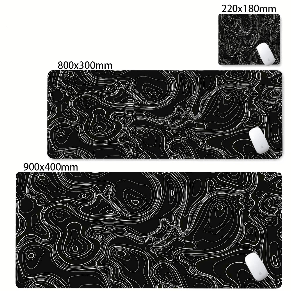 Abstract Black & White Strata Liquid XXL Extended Gaming Desk Mat