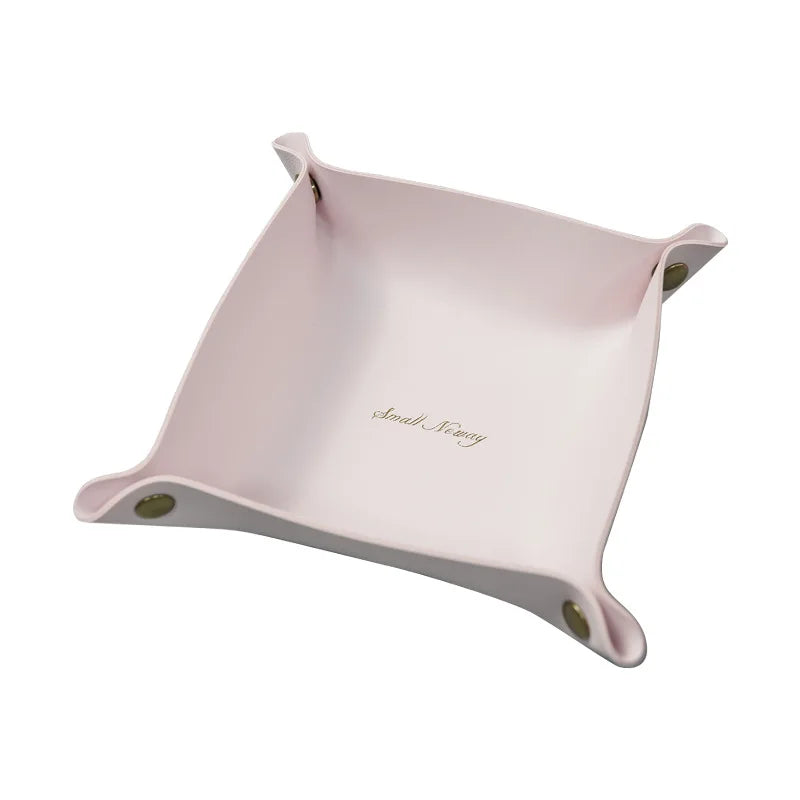 Nordic Style Leather Storage Tray Desktop Organizer For Key Jewelry Cosmetic Storage Box Folding Organizer Home Decoration