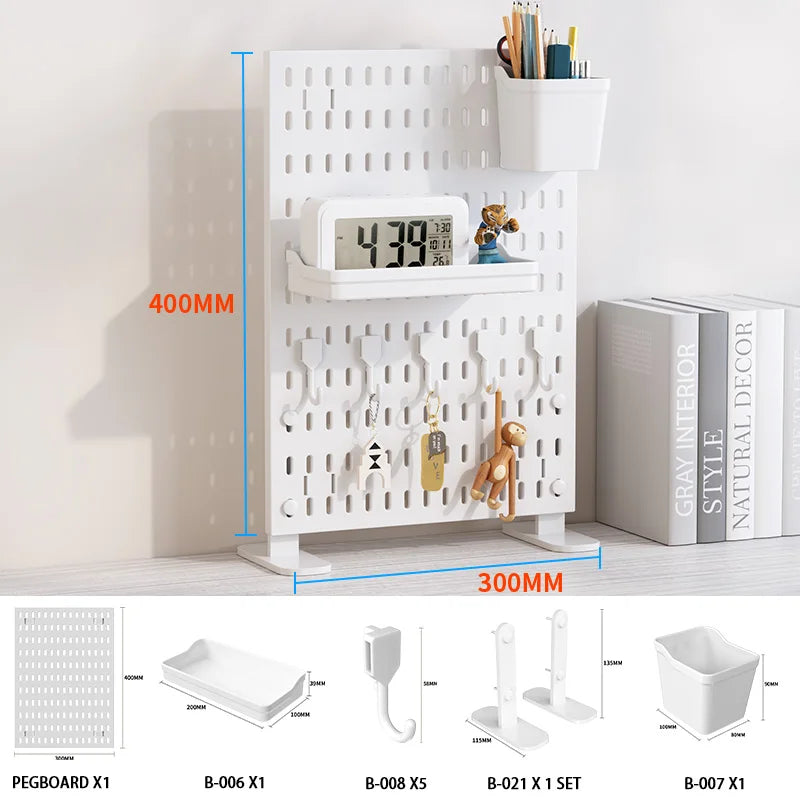 Ultimate Modular Plastic Pegboard System with Hooks Bins Shelves