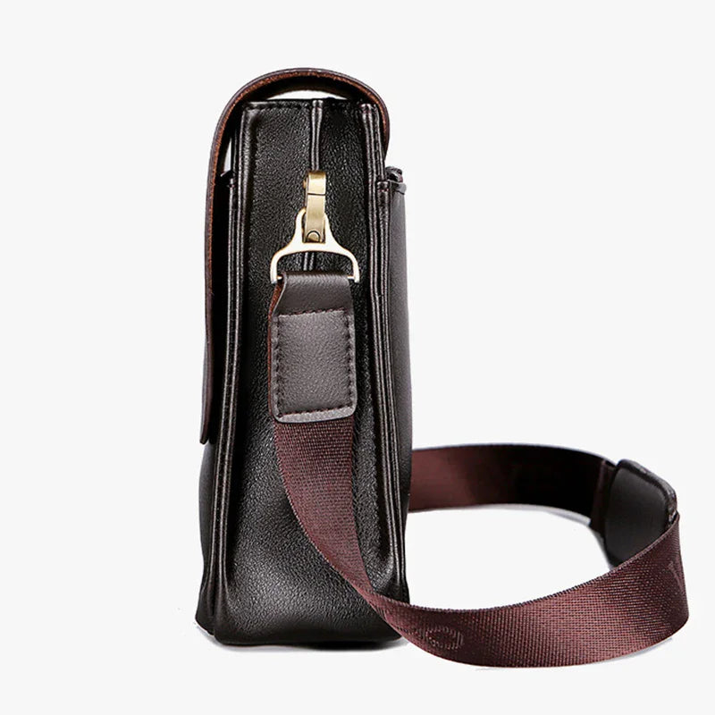 Men's Vertical PU Leather Crossbody Satchel Bag