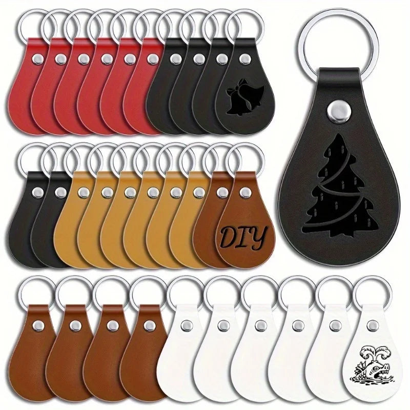 PU Leather Key Fob Blanks – 10-Pack | Laser Engraving Keychains for Gifts & Crafting