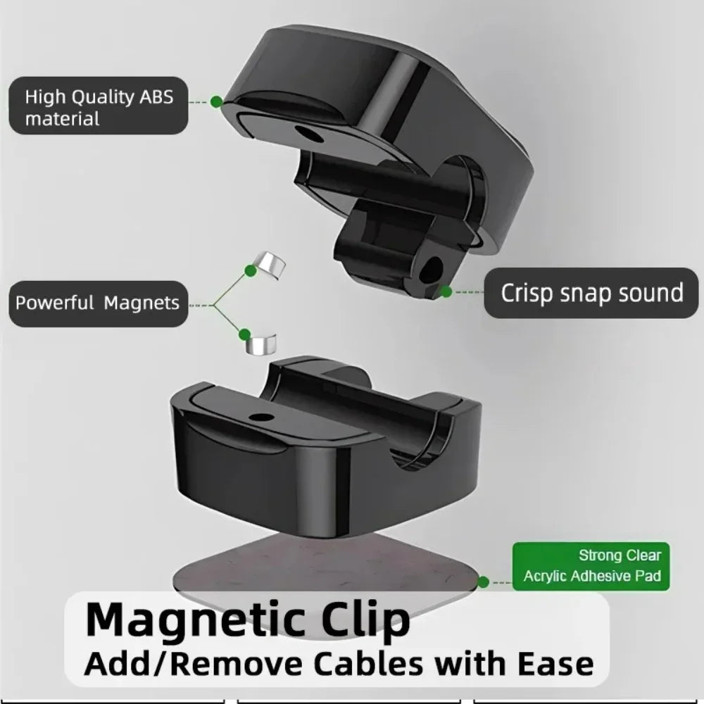 Magnetic Under-Desk Cable Clips & Cord Organizer Keepers