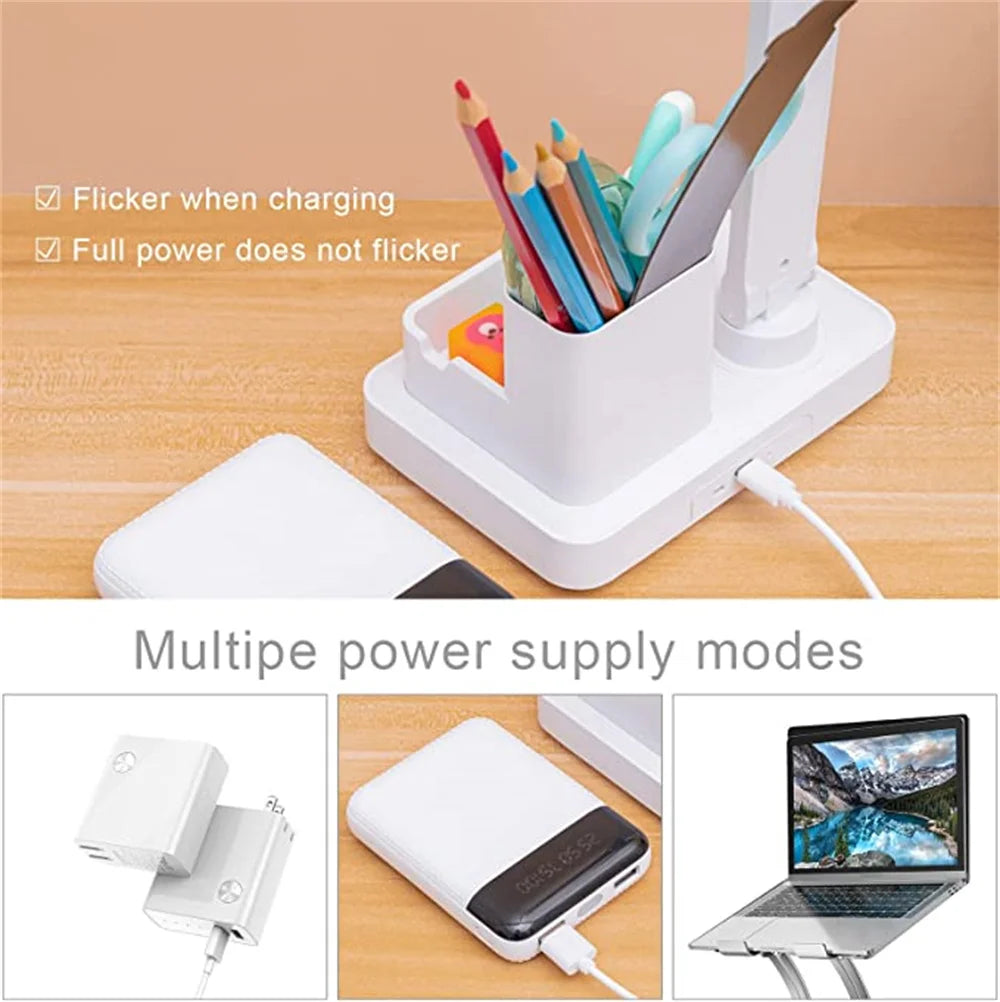 Touch-Dimmable LED Desk Lamp with Clock Calendar & Temperature Display